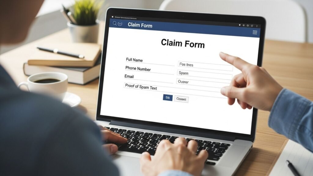A laptop screen showing a clients form, featuring various input fields and a submit button for user interaction.